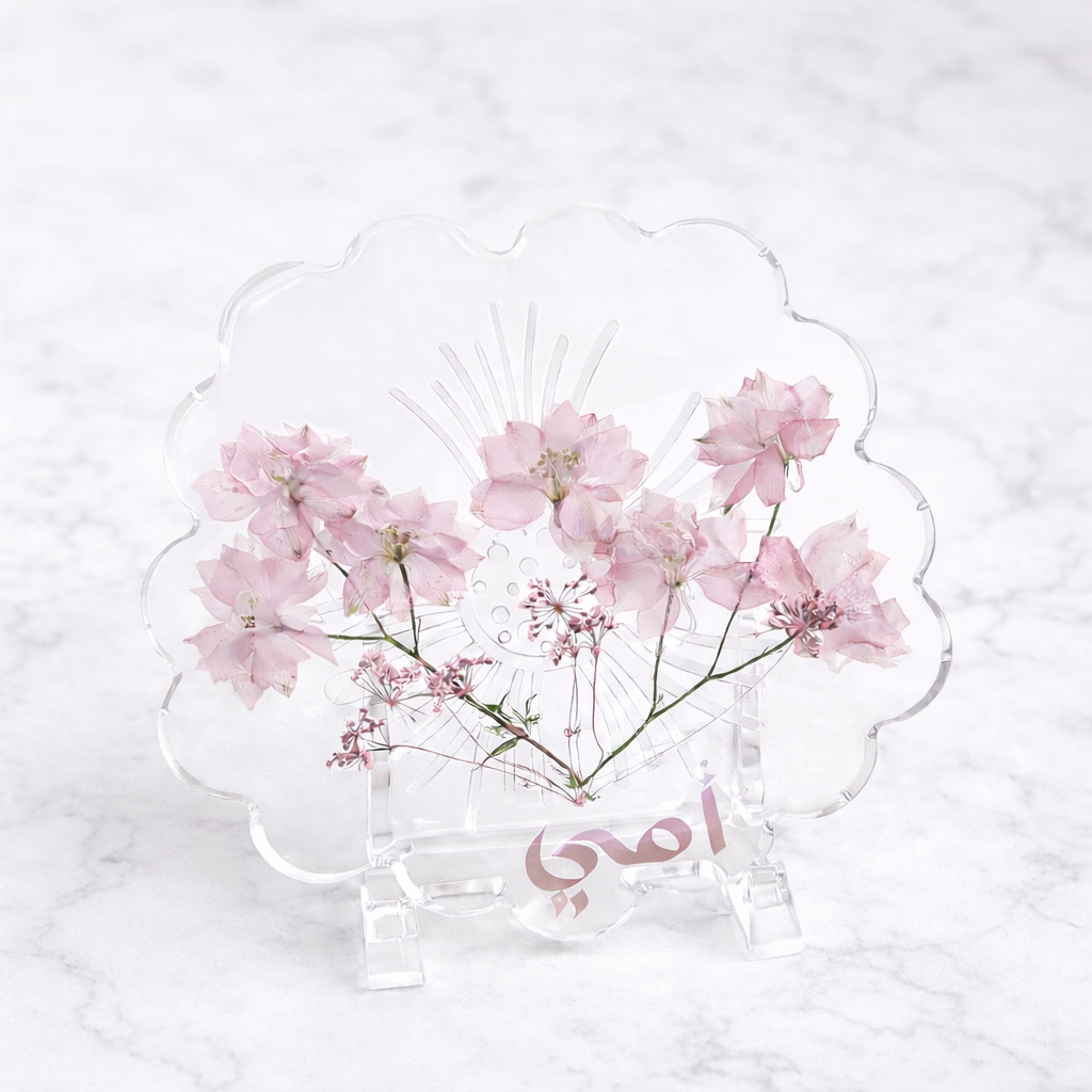 Mama botanical resin keepsake dried flowers Arabic handmade Orange Blossom Collective