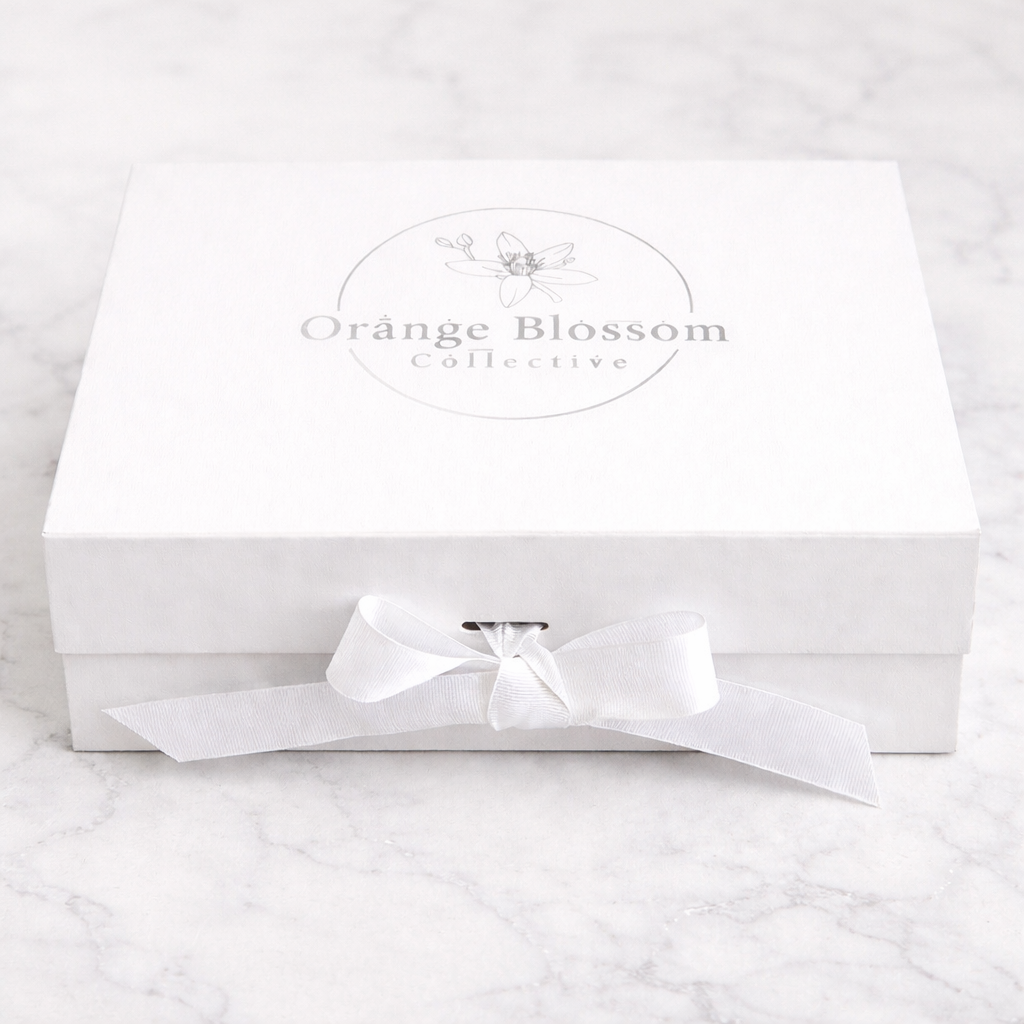 Honeysuckle Nectar Mother's Day gift set white box ribbon handmade Orange Blossom Collective Illinois