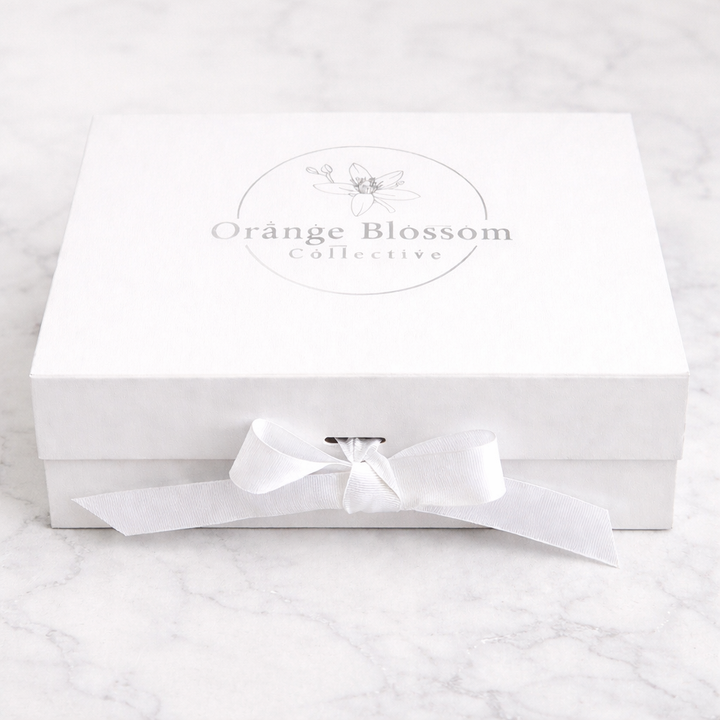 Honeysuckle Nectar Mother's Day gift set white box ribbon handmade Orange Blossom Collective Illinois
