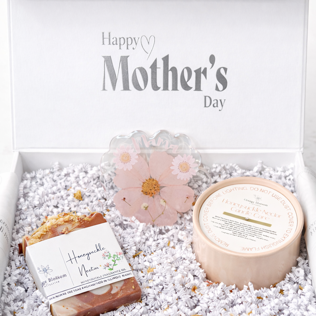 Mother's Day luxury gift set candle soap handmade natural ingredients Orange Blossom Collective