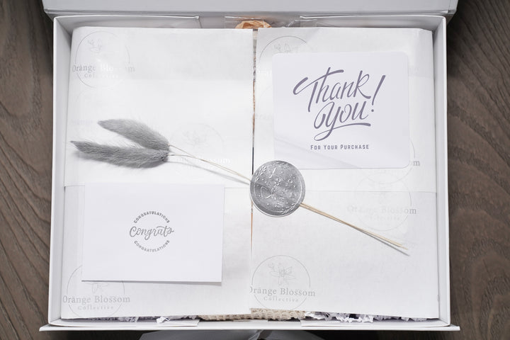 The Luxe Soap Collection thank you card silver wax seal OBC tissue paper gift presentation white box Illinois