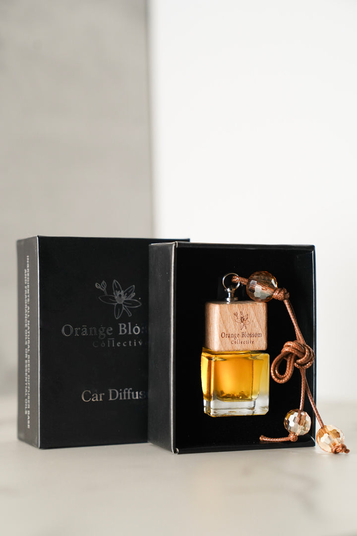 OBC Car Diffuser black box angle view fragrance oil charm handmade Orange Blossom Collective Illinois